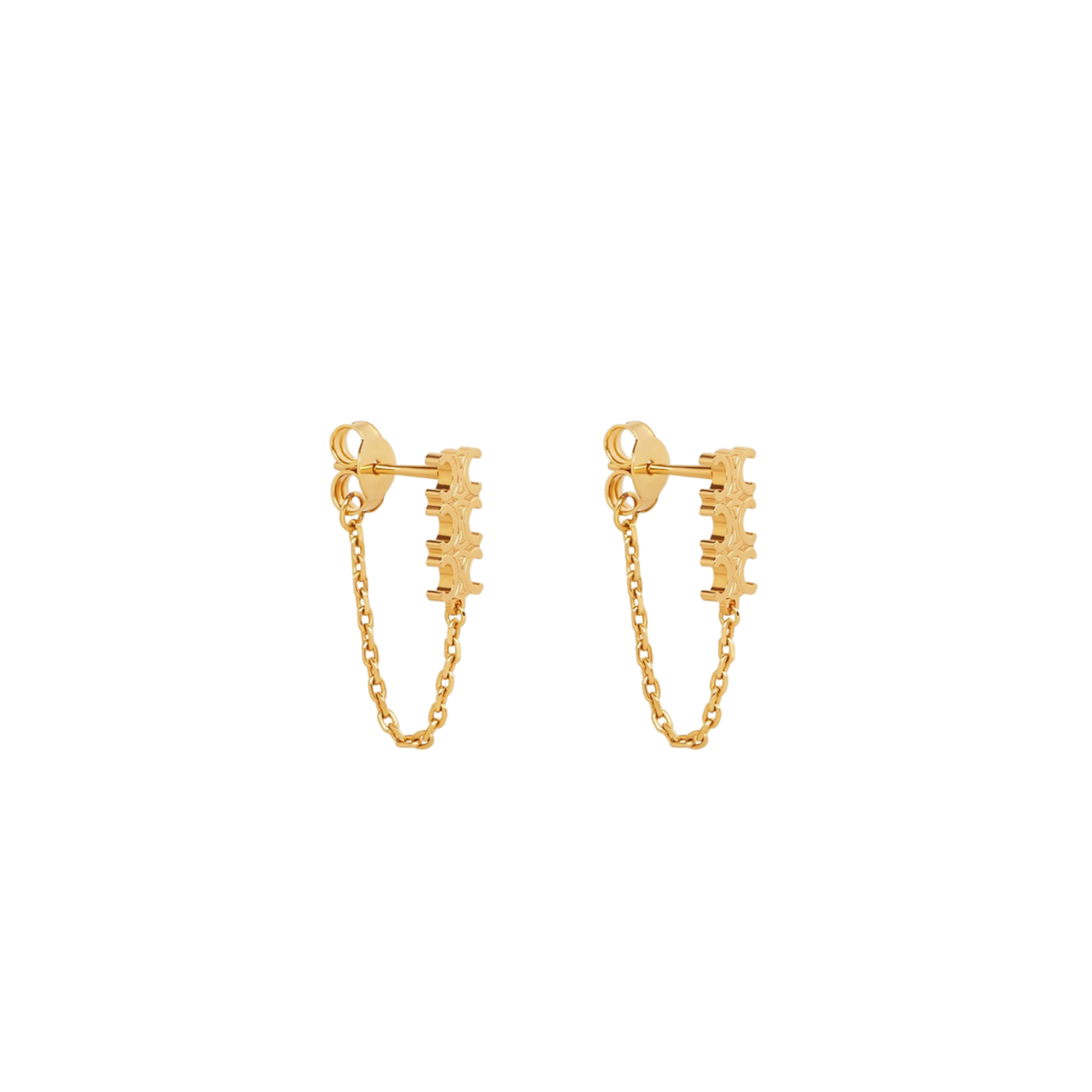 CELINE TRIOMPHE CHAIN EARRINGS IN BRASS WITH GOLD FINISH GOLD 460RC6BRA-35OR